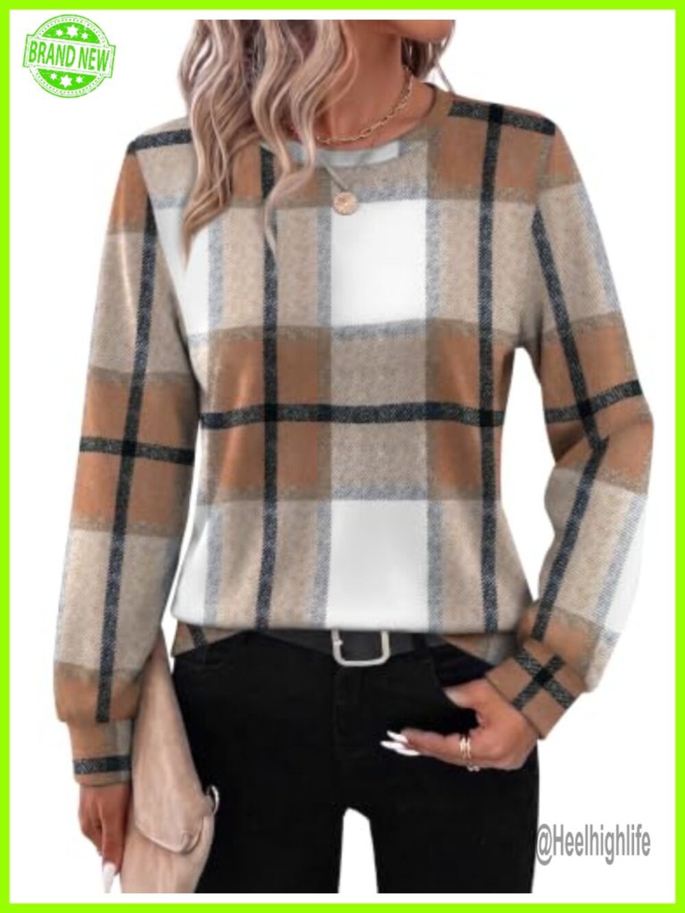 Women's Crewneck Long Sleeve Sweatshirt Polyester Spandex Pullover - Picture 1 of 6